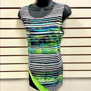 NWT Crystal Sleeveless Blouse Shirt Tank Top Layered Stripe Summer Office Casual